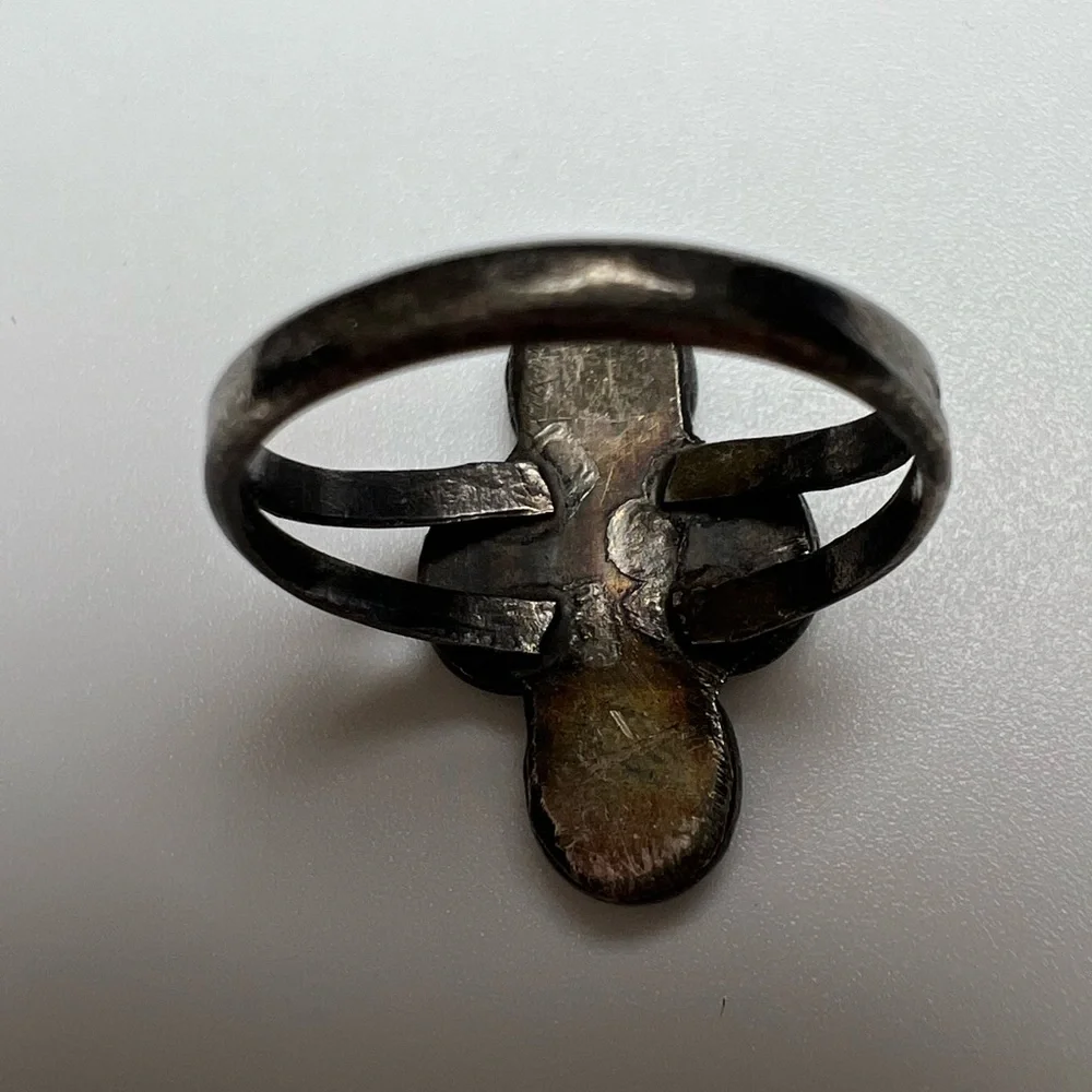 Old Pawn Turquoise Sterling Silver 925 Ring, Size 5.5 - Picture 2 of 2